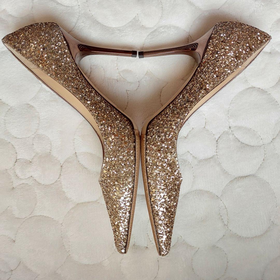 JIMMY CHOO グリッター ハイヒール パンプス ラメ ゴールド 23.5