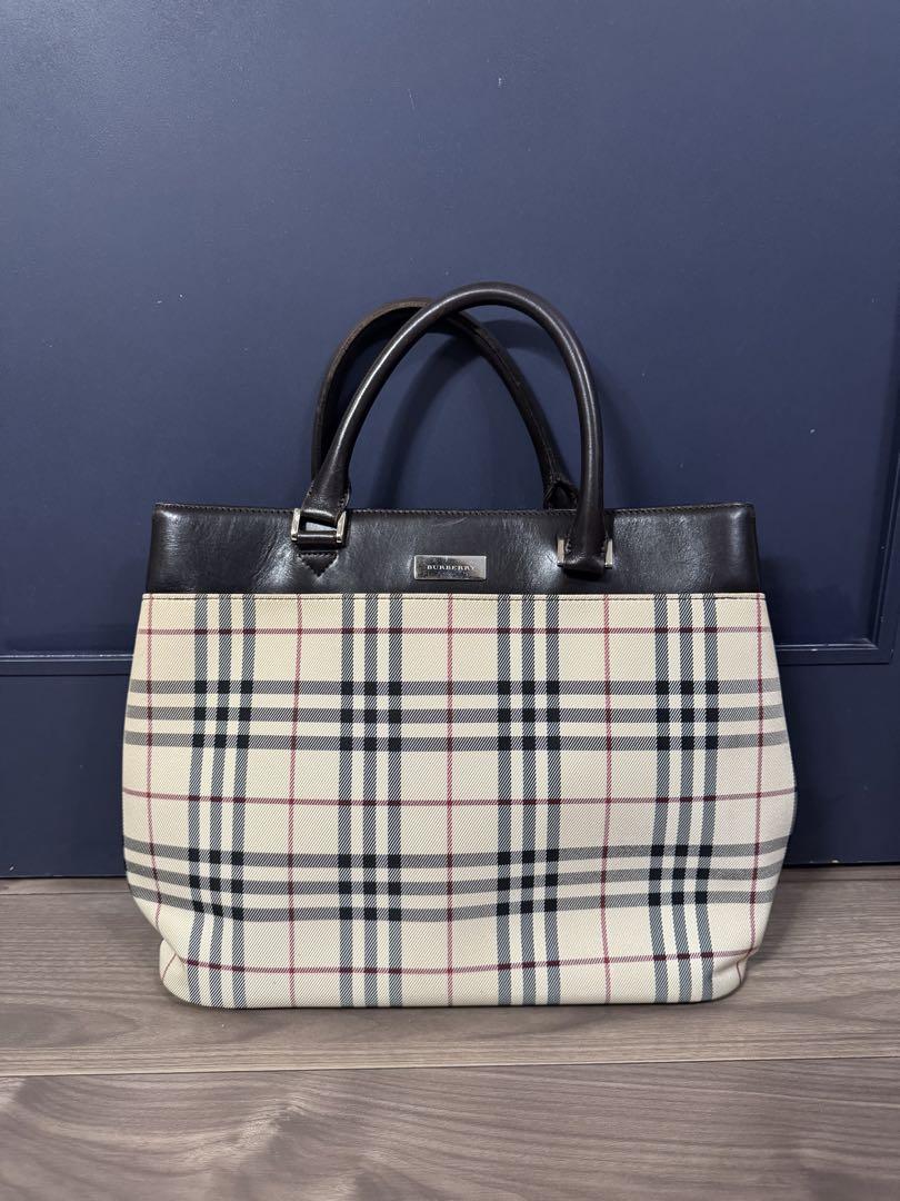 BURBERRY ノバチェック　レザー　トートバッグ　ハンドバッグ
