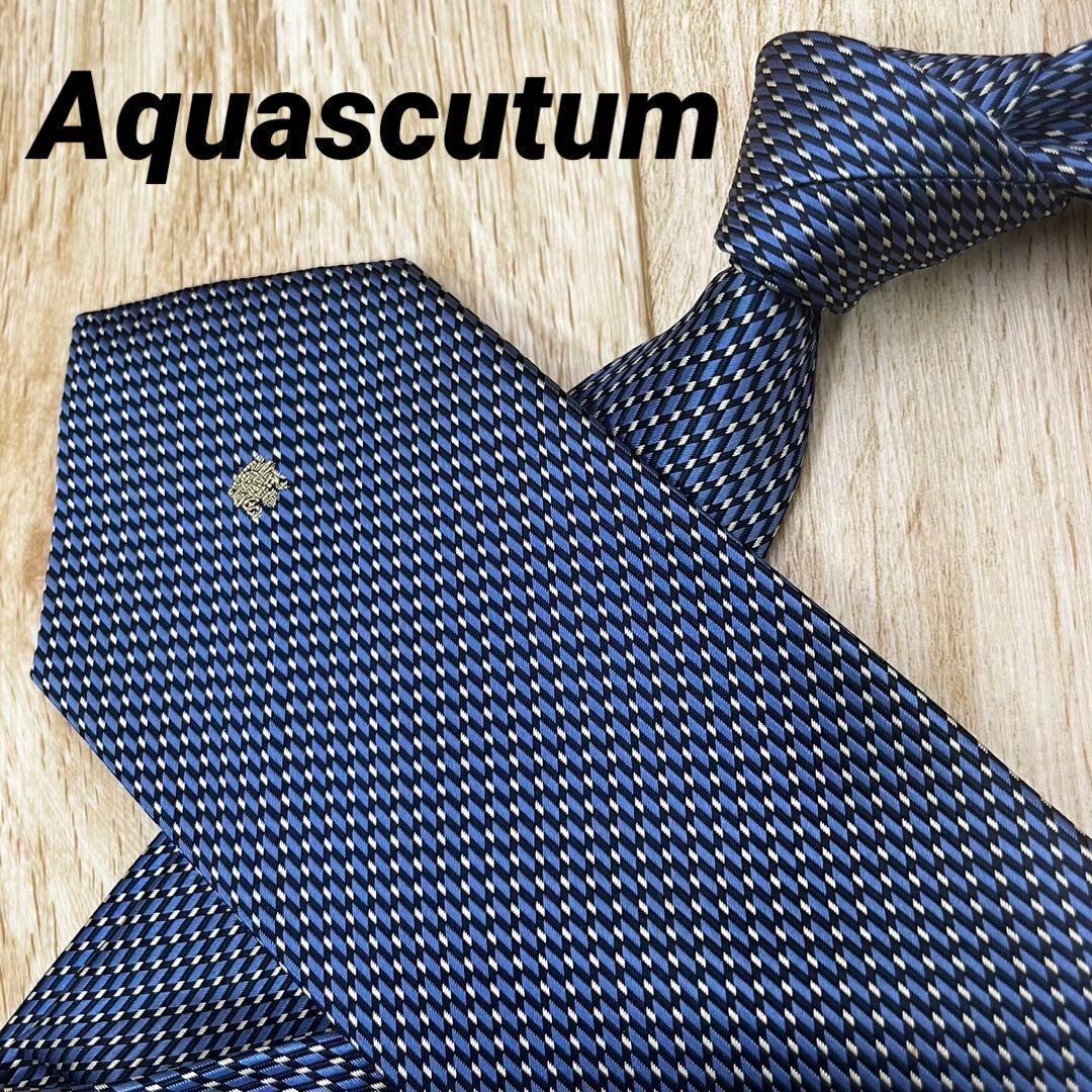 ✨極美品✨Aquascutum ネクタイ 王冠ロゴ ネイビー シルク100%