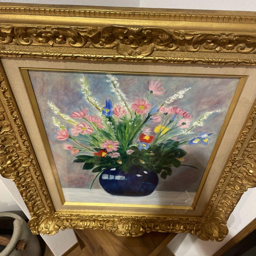 Yahoo!オークション - 川畑純保【白い花瓶の花】油彩画 F10号