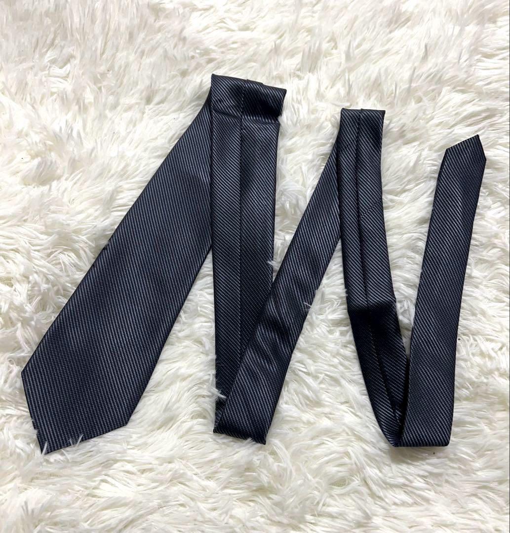 極美品 Ermenegildo Zegna ネクタイ ソリッドタイ ダークグレー
