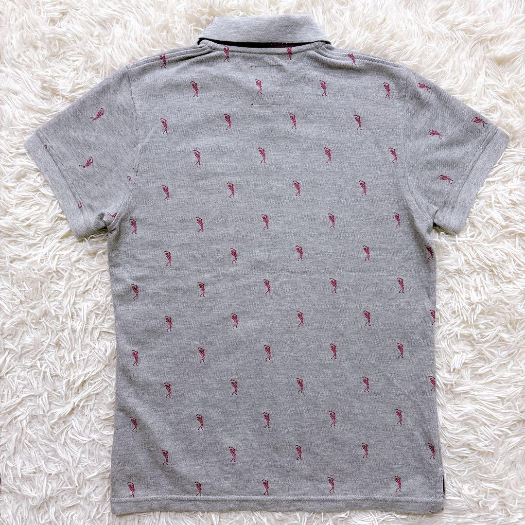 極美品 L MARK&LONA 半袖 ポロシャツ ゴルフ スカル 刺繍ロゴ 総柄 極美品 L MARK&LONA 半袖 ポロシャツ ゴルフ スカル 刺繍ロゴ 総