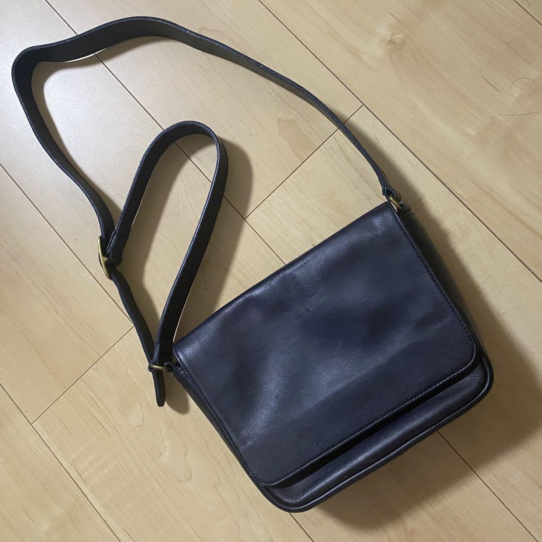 old coach ショルダーバッグ usa製 ネイビー グラブタンレザー
