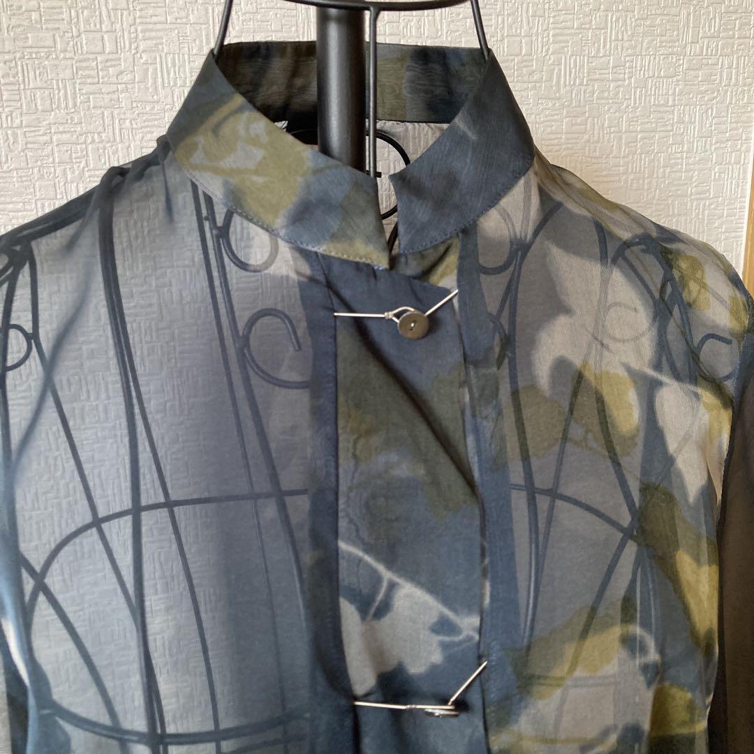 『匿名配送』KENZO シルクシフォン 長袖　青系 花柄　フランス製
