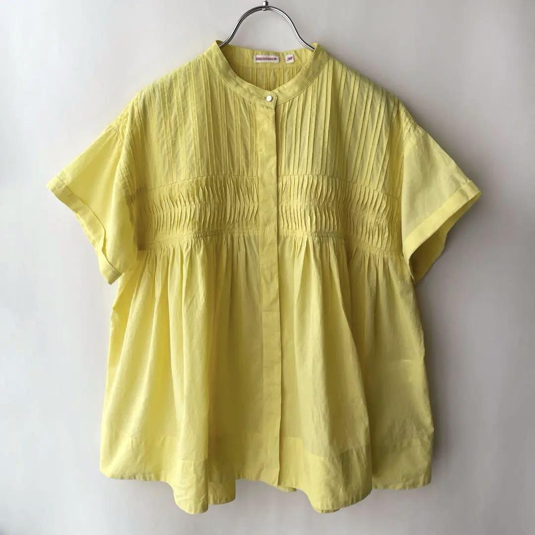美品✨ドレステリア　24SS インド製　綿　ピンタック半袖ブラウス　黄色　36