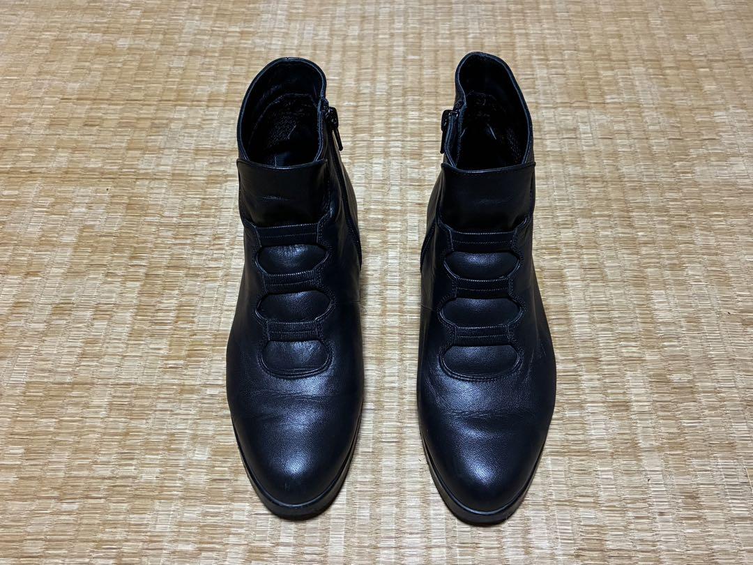 MINE HAND MADE レザー ブラック サイドゴア ショートブーツ