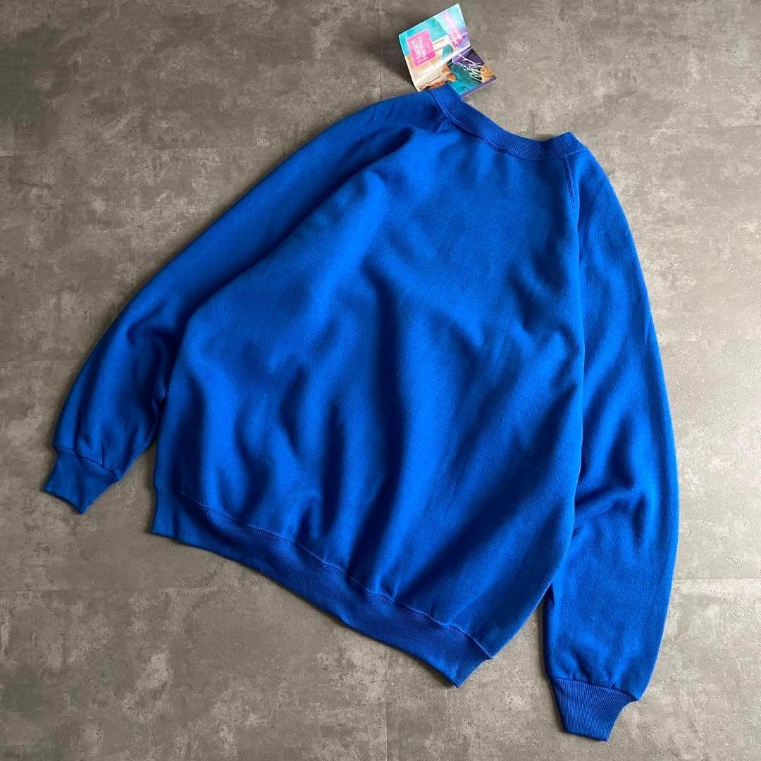 【人気急上昇】 デッドストック 90s Hanes 無地 スウェット USA製 XL 青 ブルー トップス