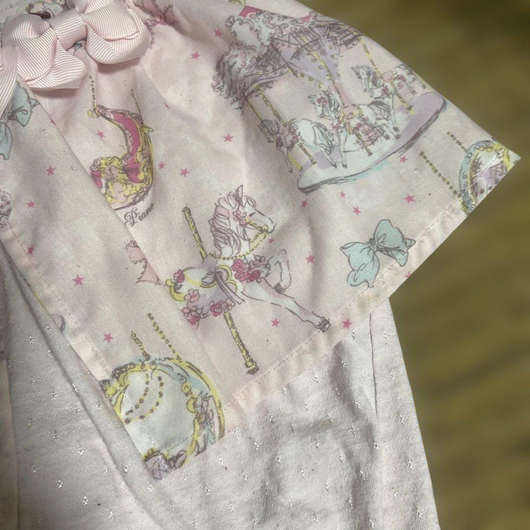 ミイコです。メゾピアノ♪ツーウェイロンパース50〜70美品です♪ mezzo piano 花柄ロンパース 50-70 襟付き リボン付き 2way