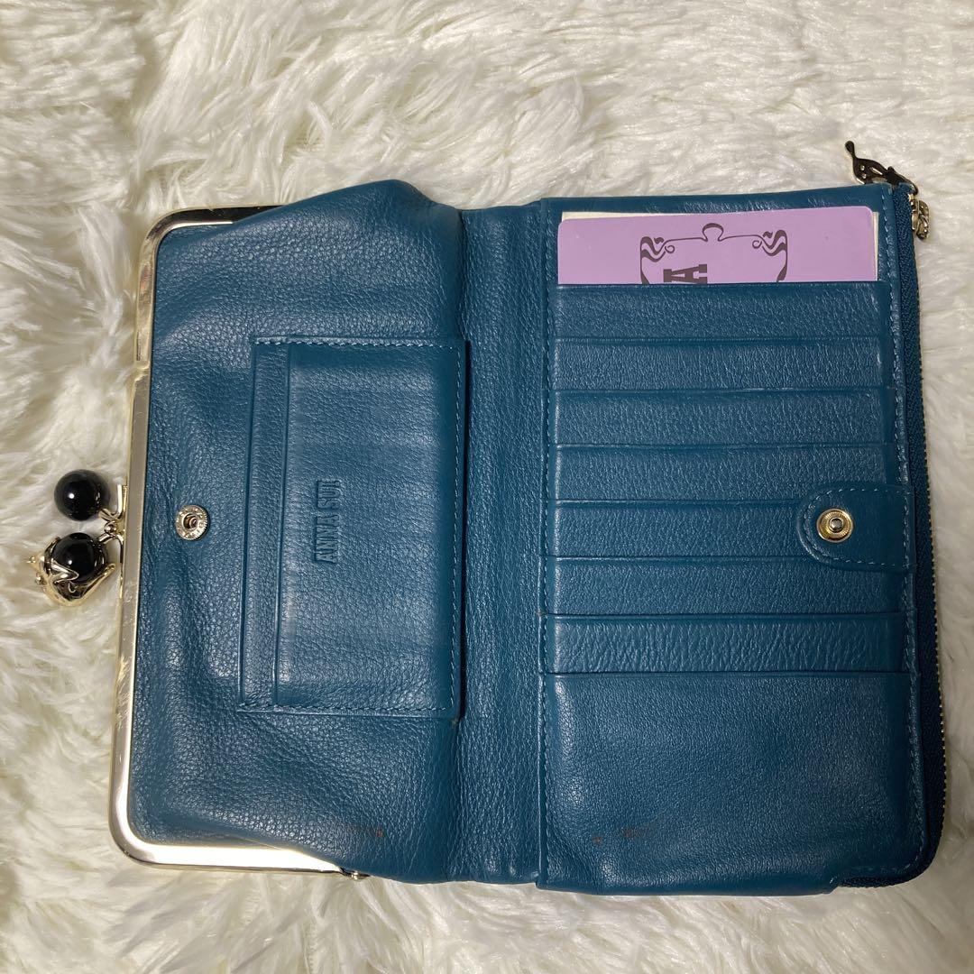ANNA SUI 二つ折りがま口財布 ターコイズブルー