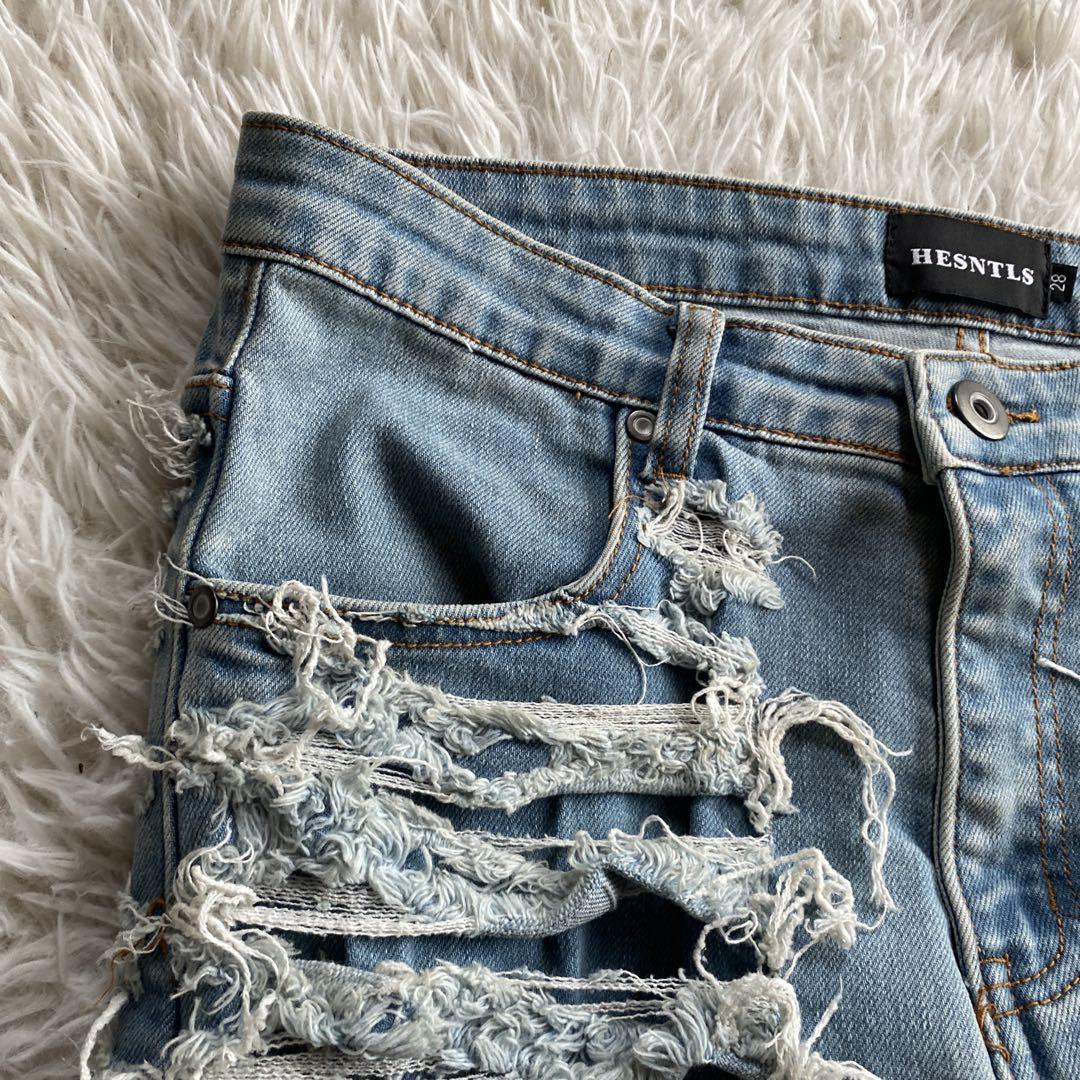 HESNTLS ダメージデニムパンツ HESNTLS ダメージデニムパンツ ライトブルー - メルカリ