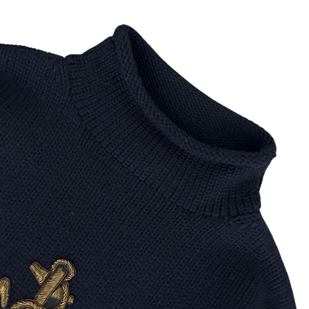 【極美品】ポロラルフローレン ニット セーター ロールネック 碇 旗 ネイビー 極美品】ポロラルフローレン ニット セーター ロールネック 碇
