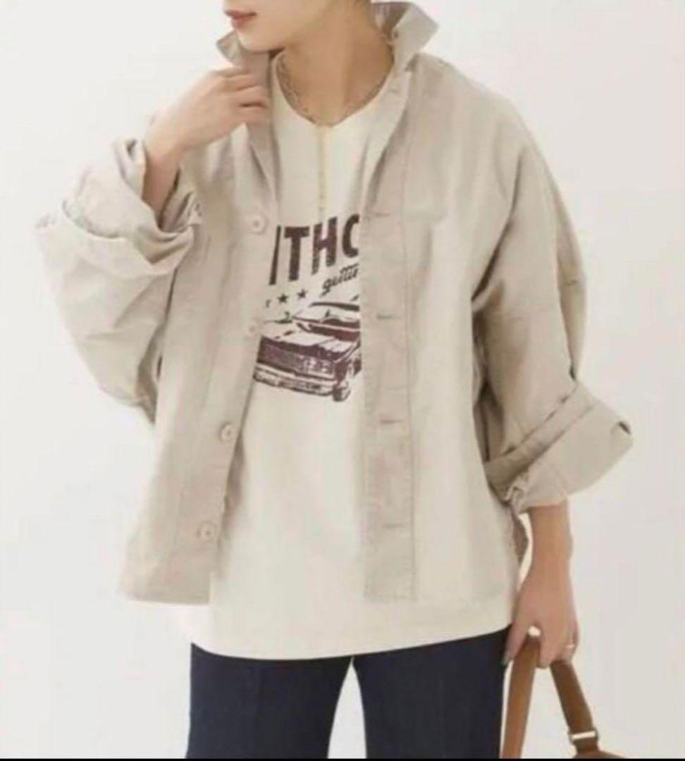 新品未使用タグ付き plage armyシャツ ベージュ 36 最終価格