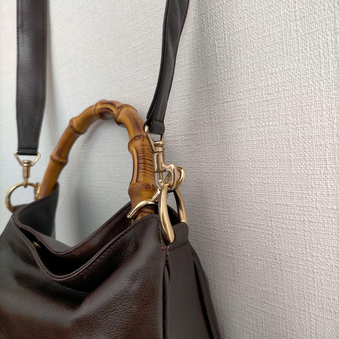【訳あり】グッチ GUCCI バンブー ハンドバッグ ショルダーバッグ レザー
