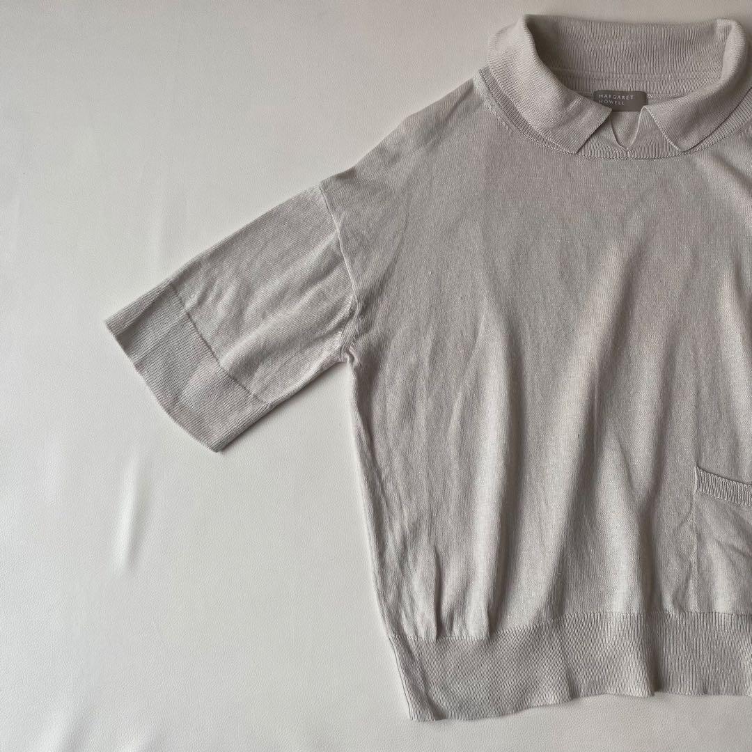 【美品】マーガレットハウエル　ニットポロシャツ　COTTONHEMP　近年モデル 美品】マーガレットハウエル ニットポロシャツ COTTONHEMP 近年