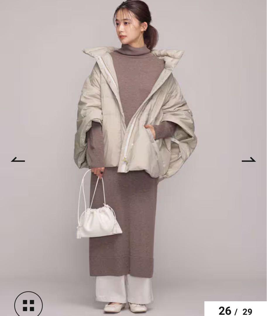 ナノユニバース 西川ダウン  ダウンポンチョ　ベージュ　美品