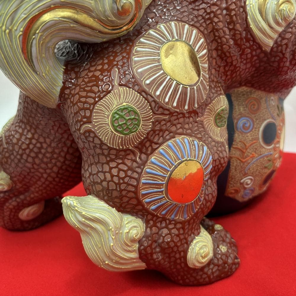 九谷焼 八幡窯 太吉 玉乗り獅子 置物 縁起物 大サイズ 高さ約35cm 九谷焼 八幡窯 太吉 玉乗り獅子 置物 縁起物 大サイズ 高さ約35cm