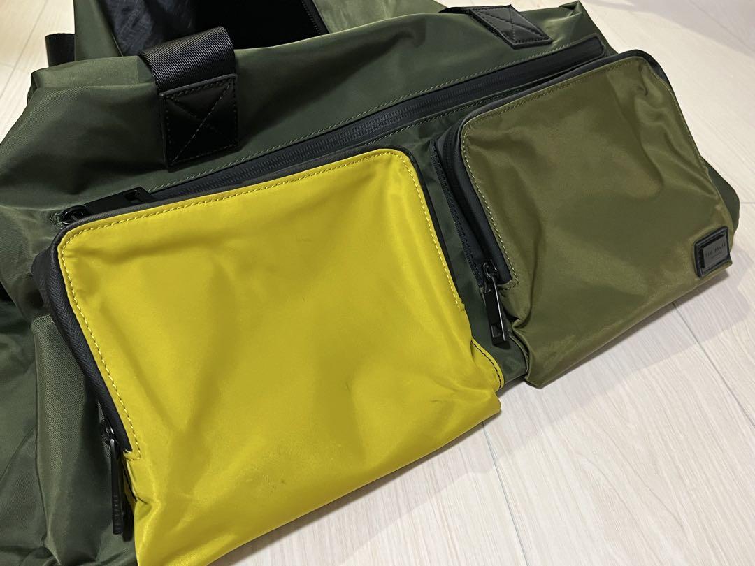 Ted Baker ボストンバッグ オリーブグリーン×イエロー