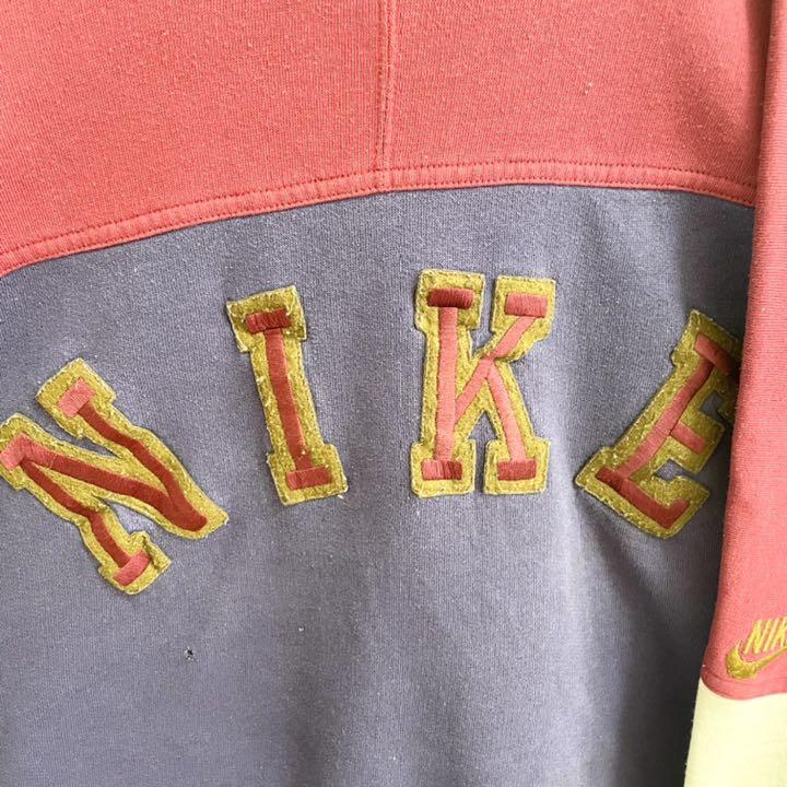 希少デザイン✨ 90s 銀タグ NIKE ナイキ スウェット 刺繍 デカロゴ 紫 ...