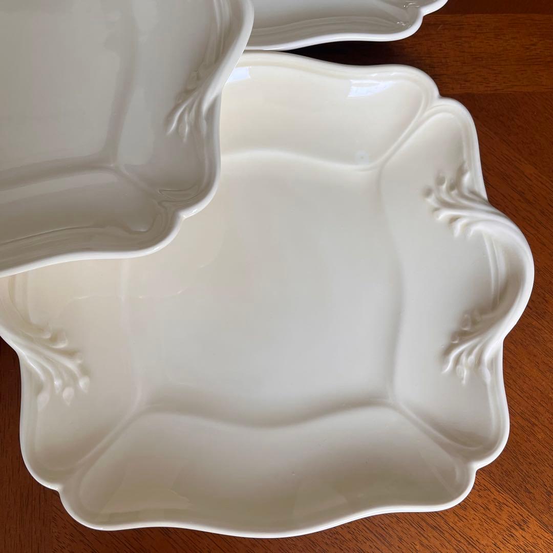 【黒壺美品】ウェッジウッド★クイーンズプレーン★手付きスクエアプレート　3枚