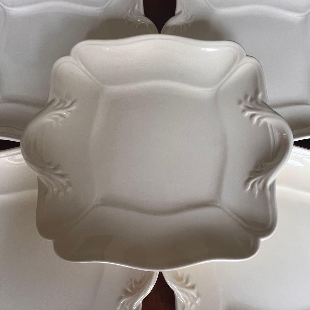 【黒壺美品】ウェッジウッド★クイーンズプレーン★手付きスクエアプレート　3枚