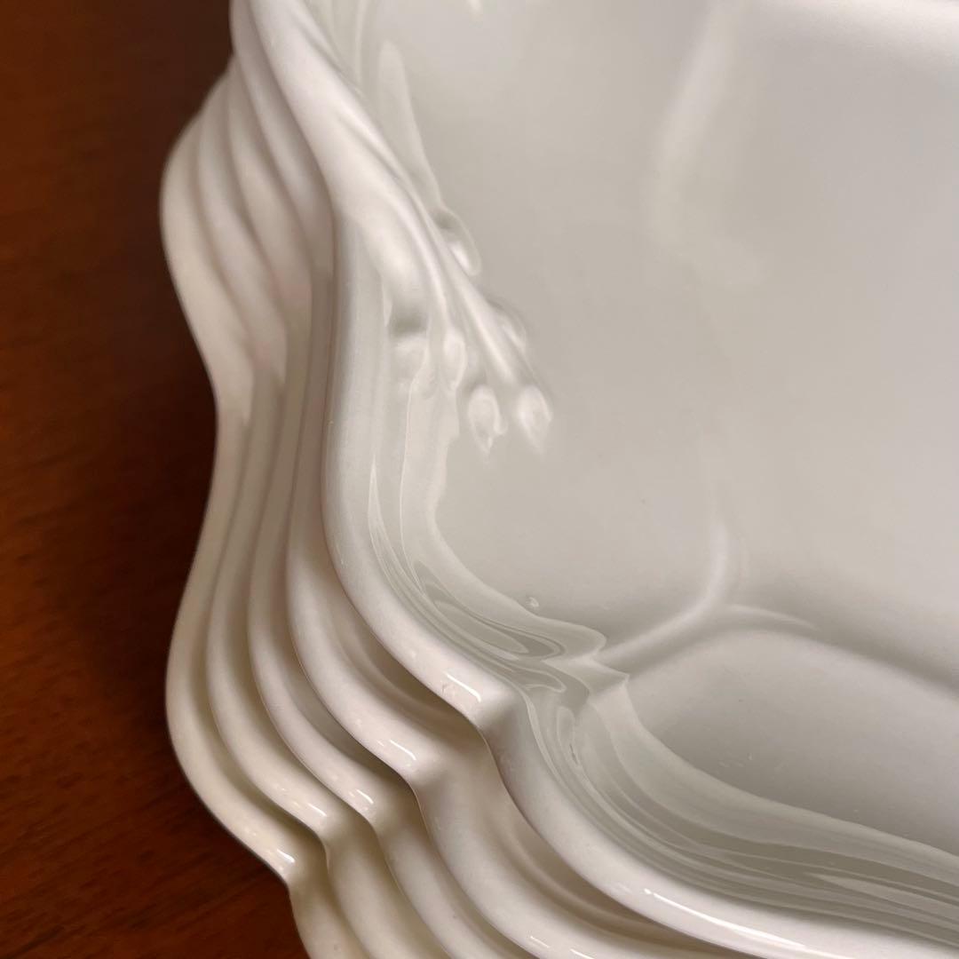 【黒壺美品】ウェッジウッド★クイーンズプレーン★手付きスクエアプレート　3枚