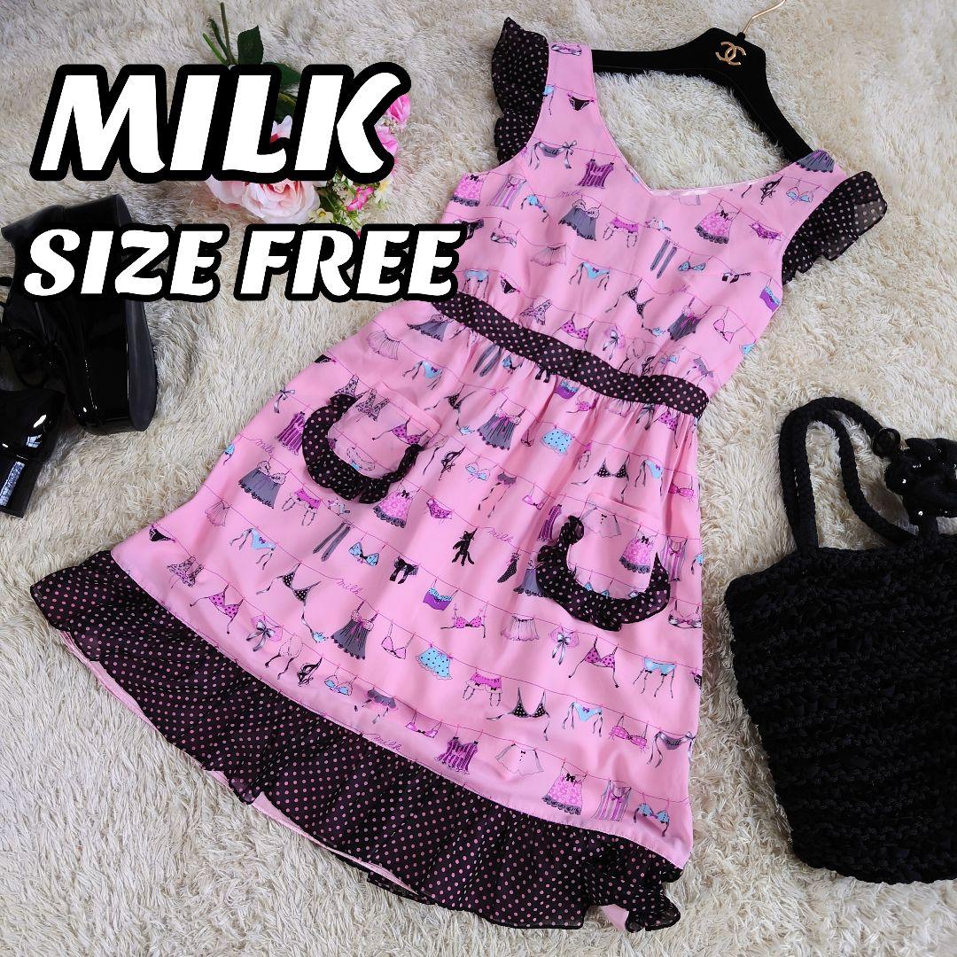 FREE SIZEお手頃価格希少✨ミルク ひざ丈ワンピース ランジェリー柄 即納対応 グリーン 緑 ロリィタ ドレス ワンピース ローズ バラ cage rose ひざ丈ワンピース