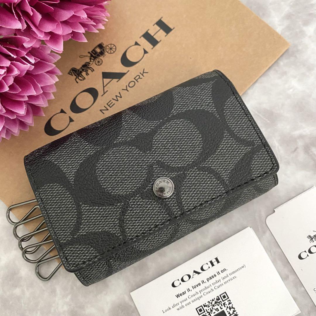 新品 COACH コーチ キーケース ブラック  メンズ レディース