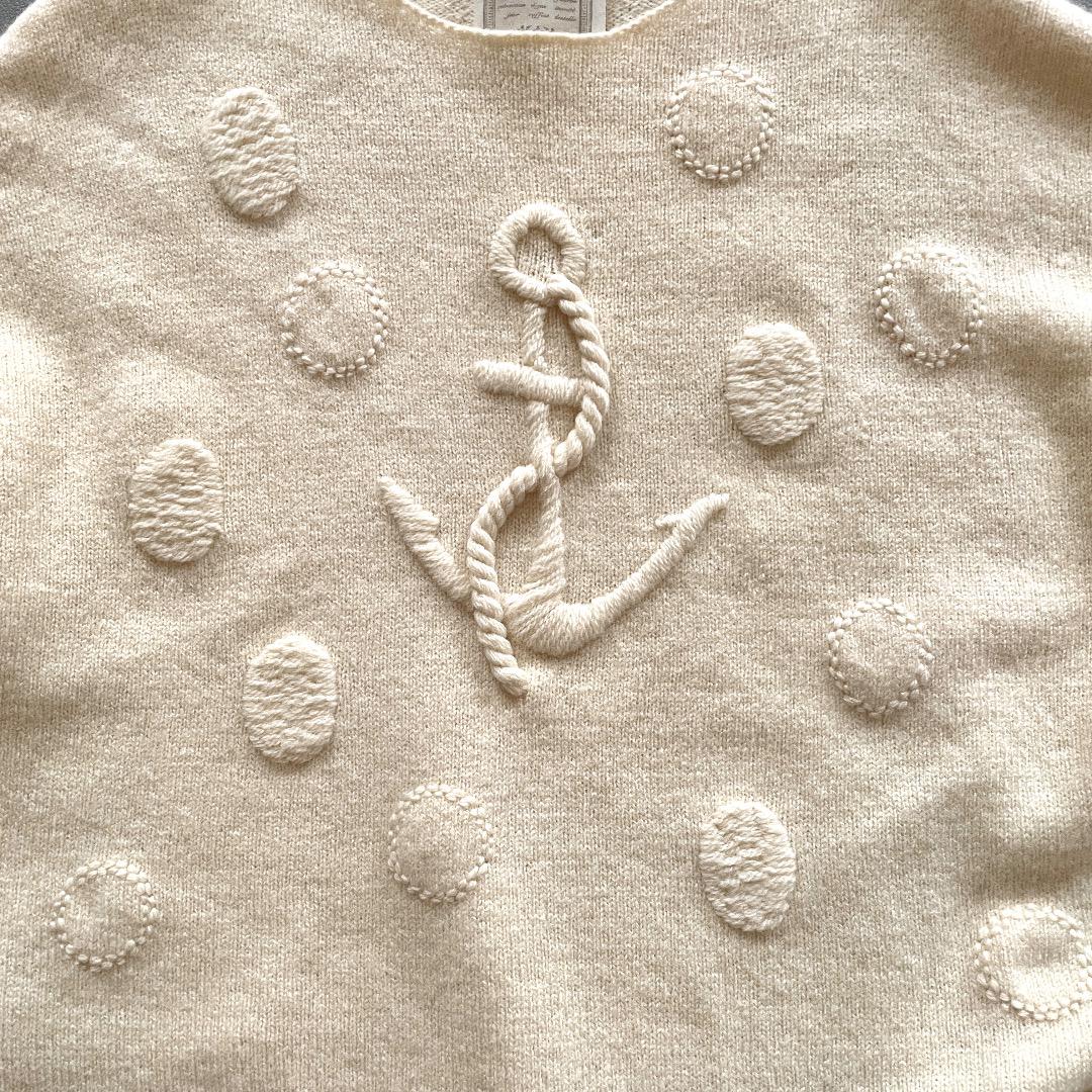 超人気の雑貨店 美品♪ビアズリー◇イカリ刺繍ニット ウール プルオーバー トップス