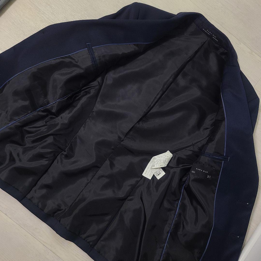 【美品】 ZARA MAN フェイクチーフ スーツ セットアップ ネイビー