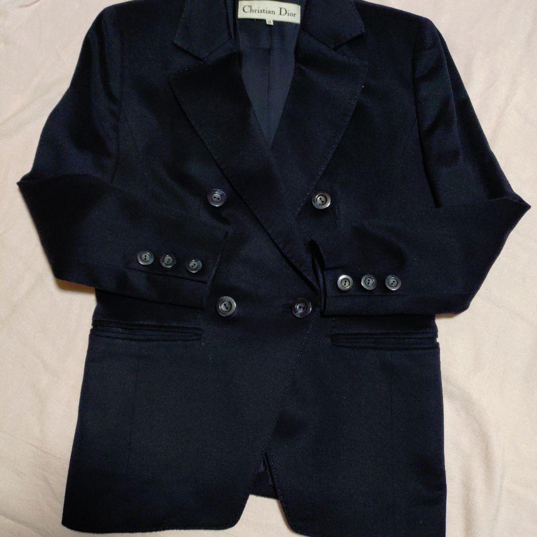 Christian Dior ネイビー テーラードジャケットL ベビーキャメル Christian Dior ネイビー テーラードジャケットL ベビーキャメル