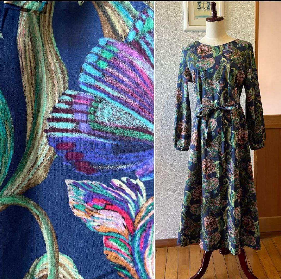 ハンドメイドリバティタナローンワンピース