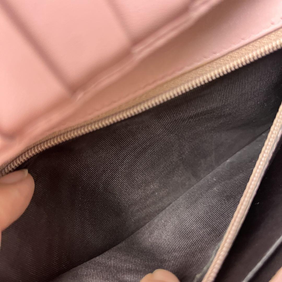 良品✨GUCCI 折り財布　シマ　インターロッキング　ロゴ金具　ピンク