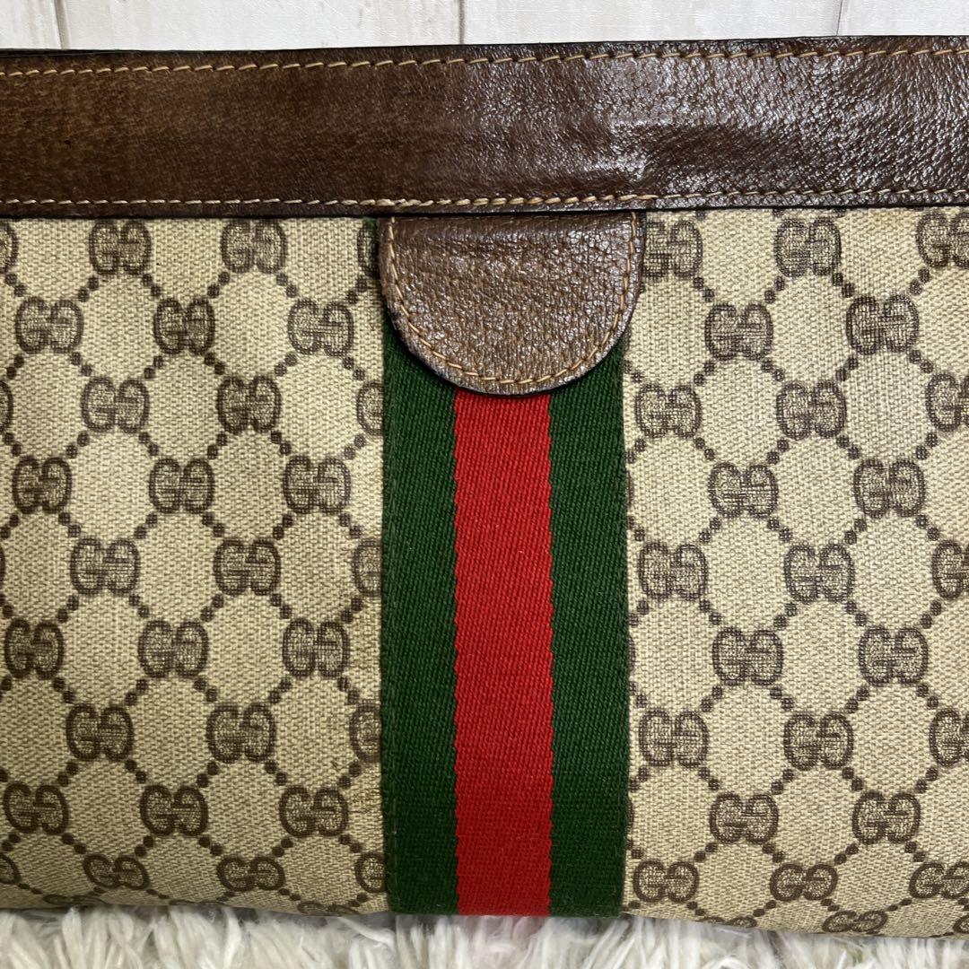 GUCCI シェリーライン　クラッチバッグ　セカンドバッグ　GG PVC 茶色