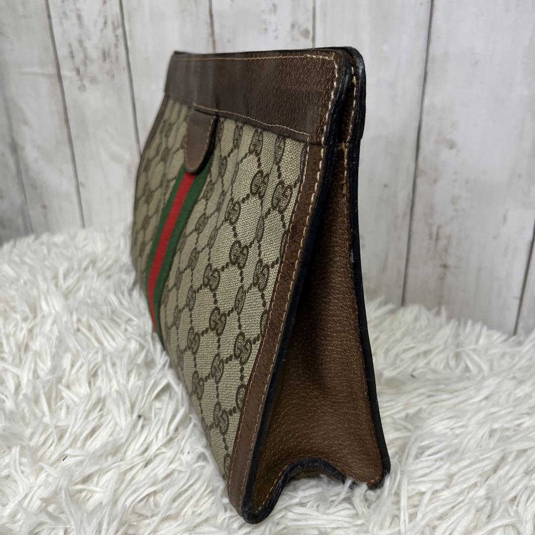 GUCCI シェリーライン　クラッチバッグ　セカンドバッグ　GG PVC 茶色