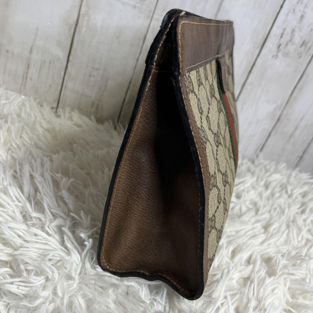 GUCCI シェリーライン　クラッチバッグ　セカンドバッグ　GG PVC 茶色