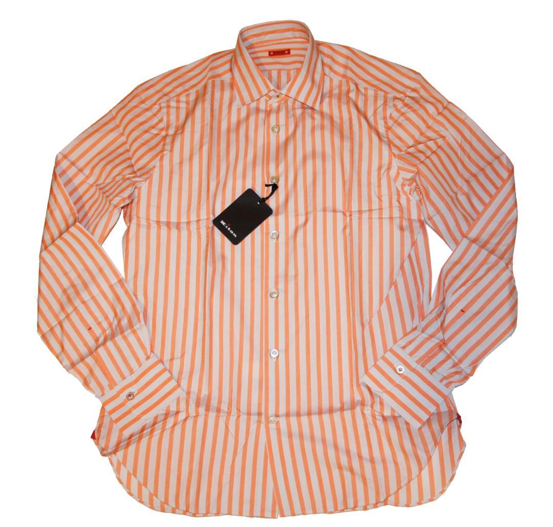 17万★Kiton キートン【CIPA】オレンジ/グレー 総手縫い★長袖シャツ