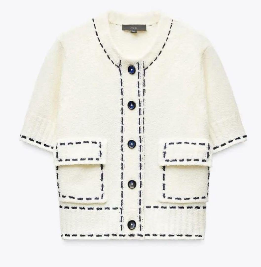 ZARA ステッチニットジャケット カーディガン - メルカリ