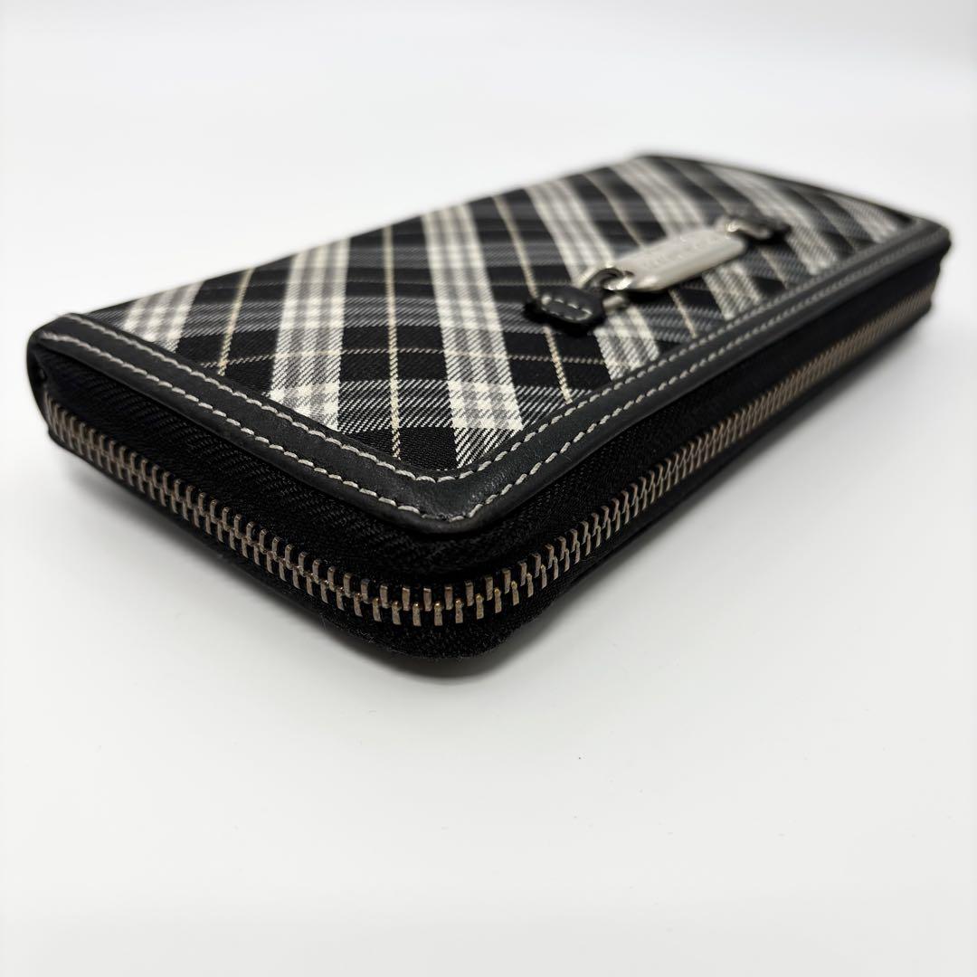 BURBERRY BLUE LABEL 長財布 ラウンドジップ ロゴ チェック柄