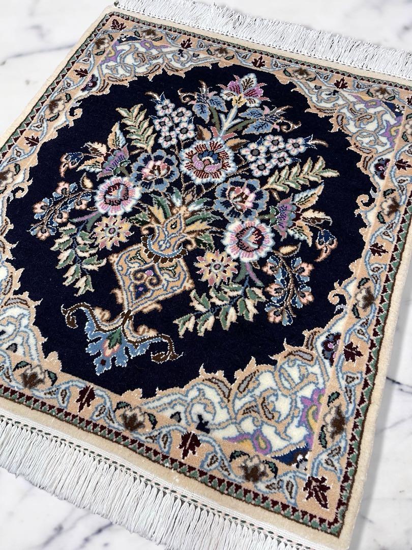 ペルシャ絨毯　玄関用マット　約60x80サイズ　手織り　ナイン産 9la本物