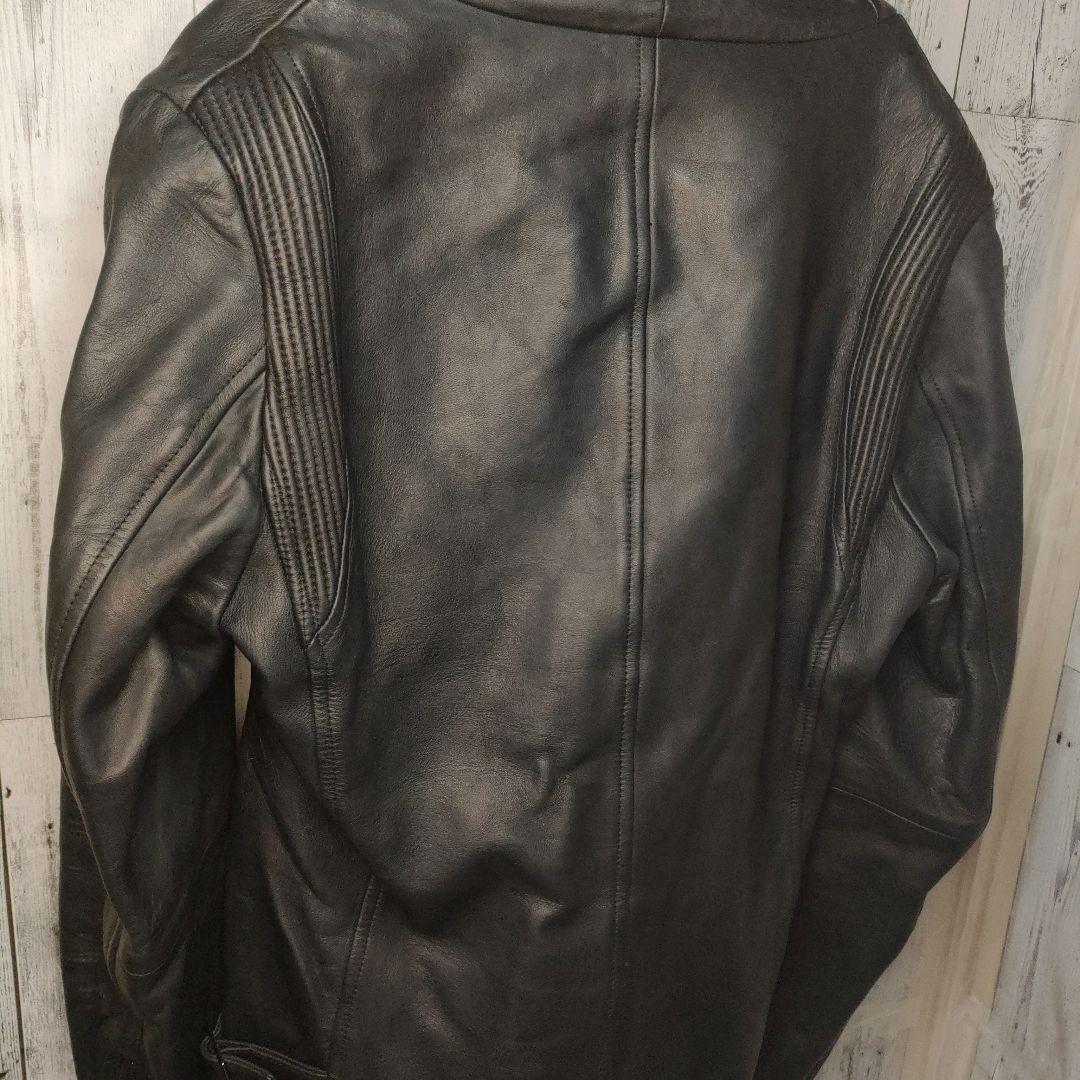 Haruf ラムオイルレザー 本革 フード付きレザーライダースジャケット XL