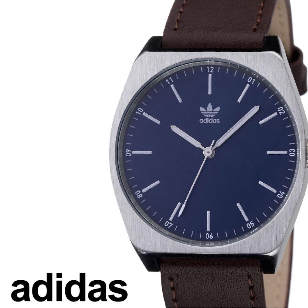※新品未使用 adidas ネイビー 時計 革ベルト