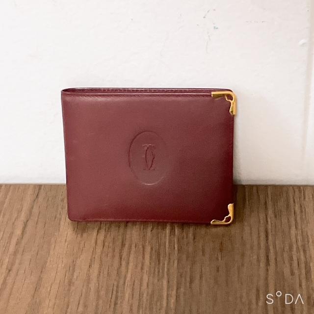 美品】Cartier 二つ折り財布 マストライン ボルドー コンパクト