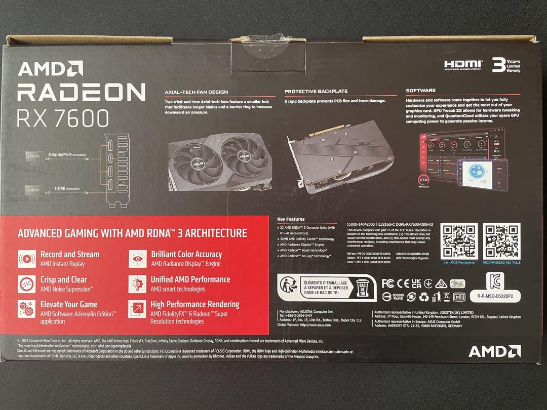 ASUS Radeon RX 7600 8GB グラフィックボード