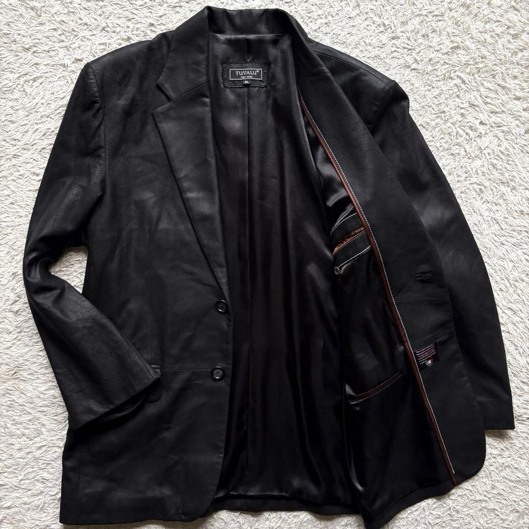 ★最高級 鹿革★ TUVALU テーラード ジャケット 韓国製 ブラック XL