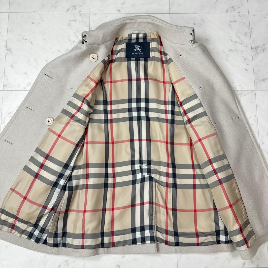 バーバリーロンドン ダブル ウールコート メガチェック アイボリー系 サイズ40 バーバリーロンドン ダブル ウールコート メガチェック アイボリー系 サイズ40