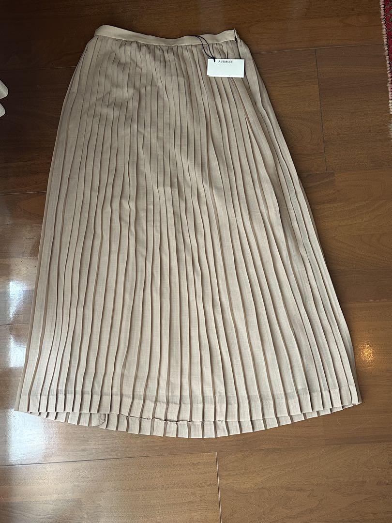【新品】AURALEE ベージュ プリーツロングスカート
