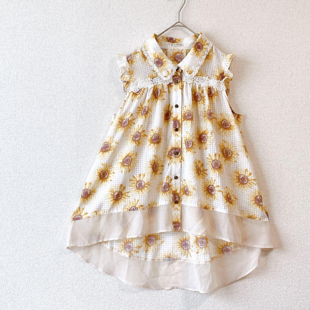 ノースリーブブラウス ひまわり 〖アクシーズファム〗(M) レース