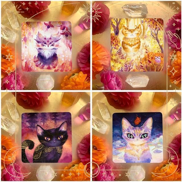 パーティを彩るご馳走や オラクルカード】海外インディーズデッキ✨スクエア型✨魔法の猫 趣味・スポーツ・実用
