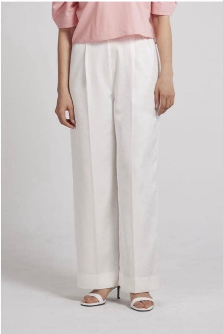 yori ヨリ サテンワイドパンツ ホワイト ハイウエスト ワイドS Yori