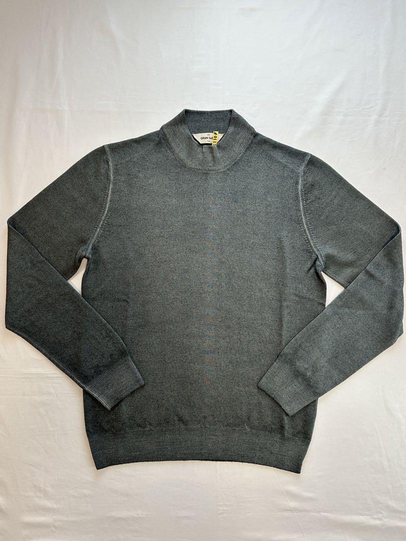 【美品クリーニング済】GRAN SASSOグランサッソグレーウールモクネック48 画像1